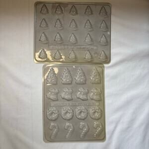 Lot of 2 Apollo Christmas Candy Chocolate Molds Trees Bells Wreaths Candy Canes
